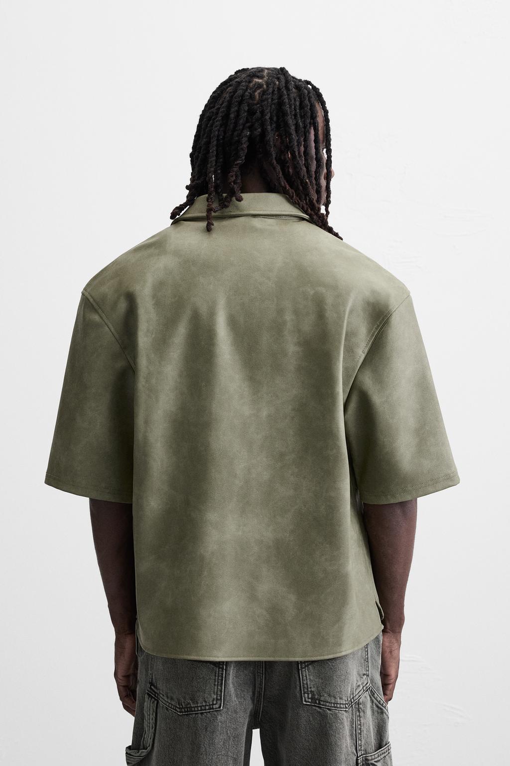 LEATHER EFFECT OVERSHIRT