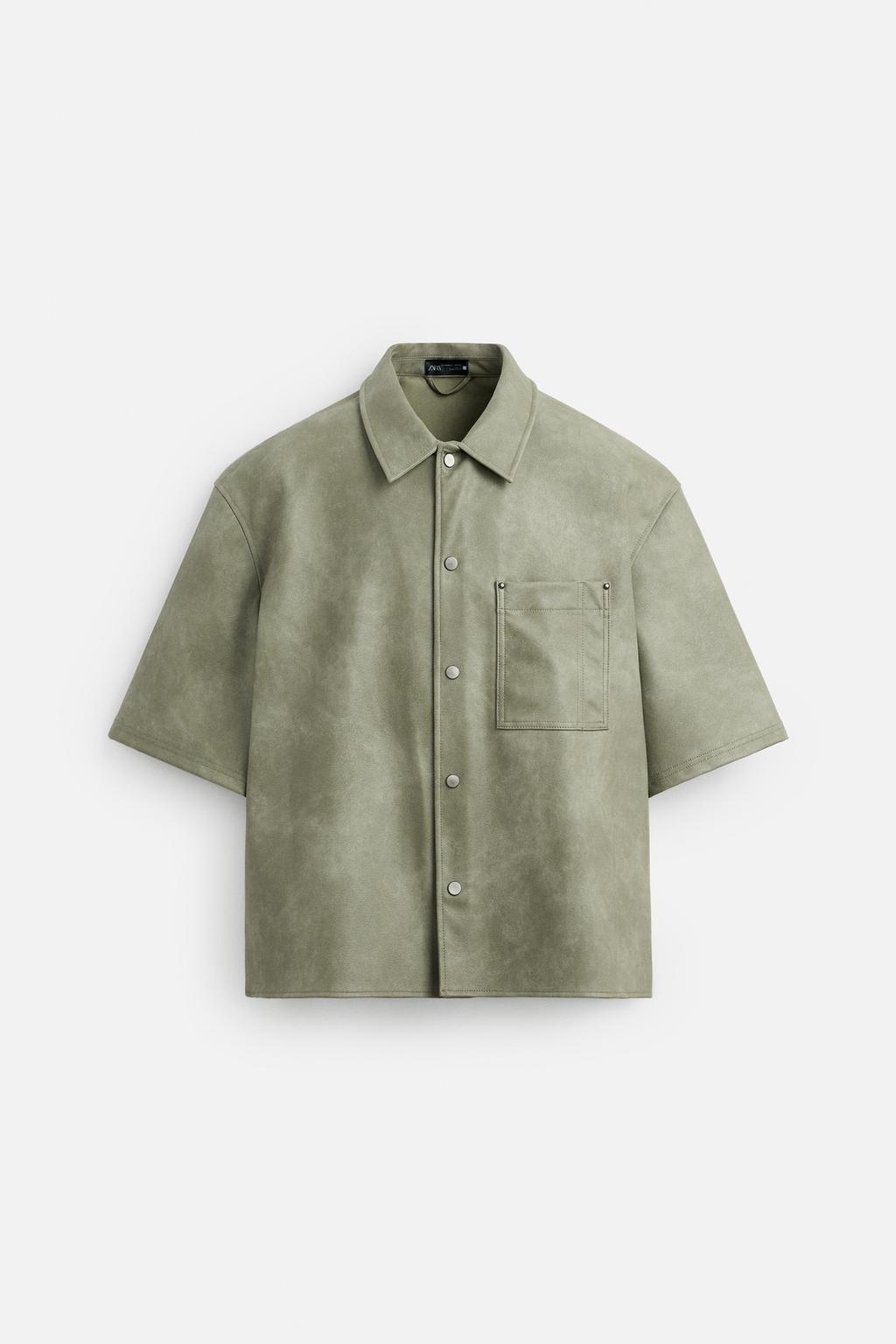 LEATHER EFFECT OVERSHIRT