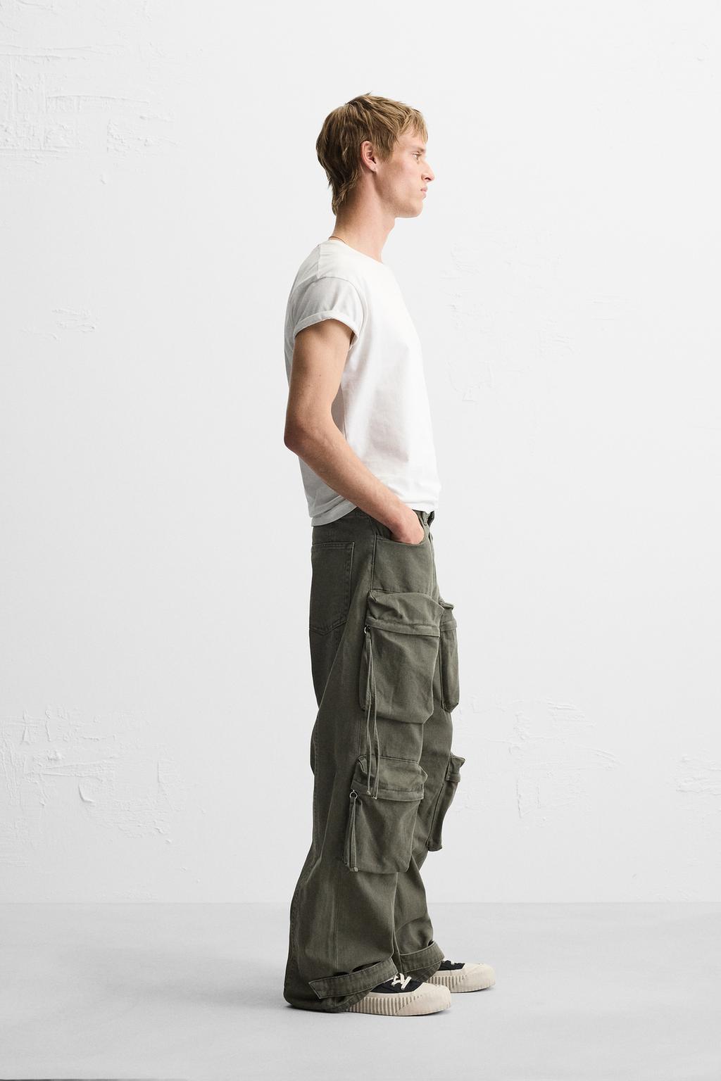 CARGO POCKET DENIM TROUSERS