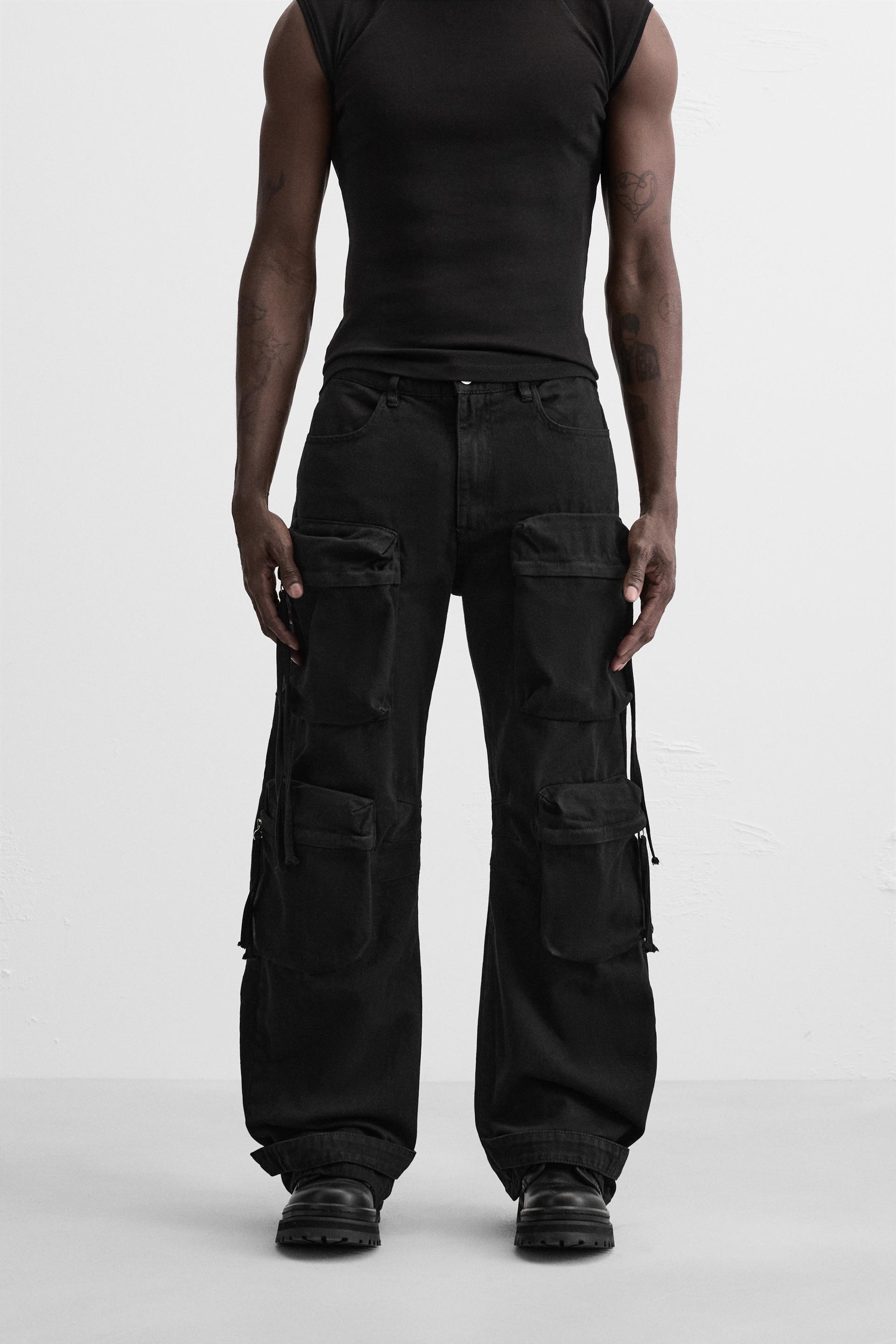 CARGO POCKET DENIM TROUSERS