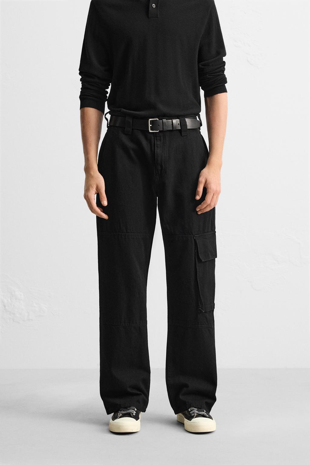 LEATHER CARGO JEANS