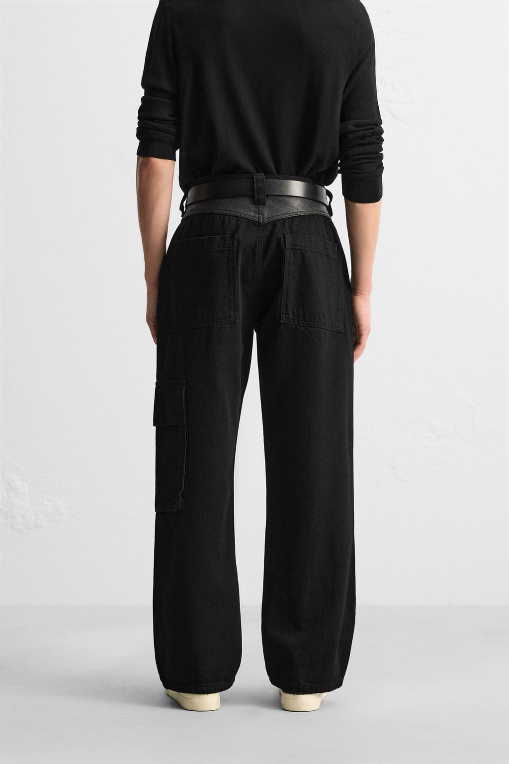 LEATHER CARGO JEANS