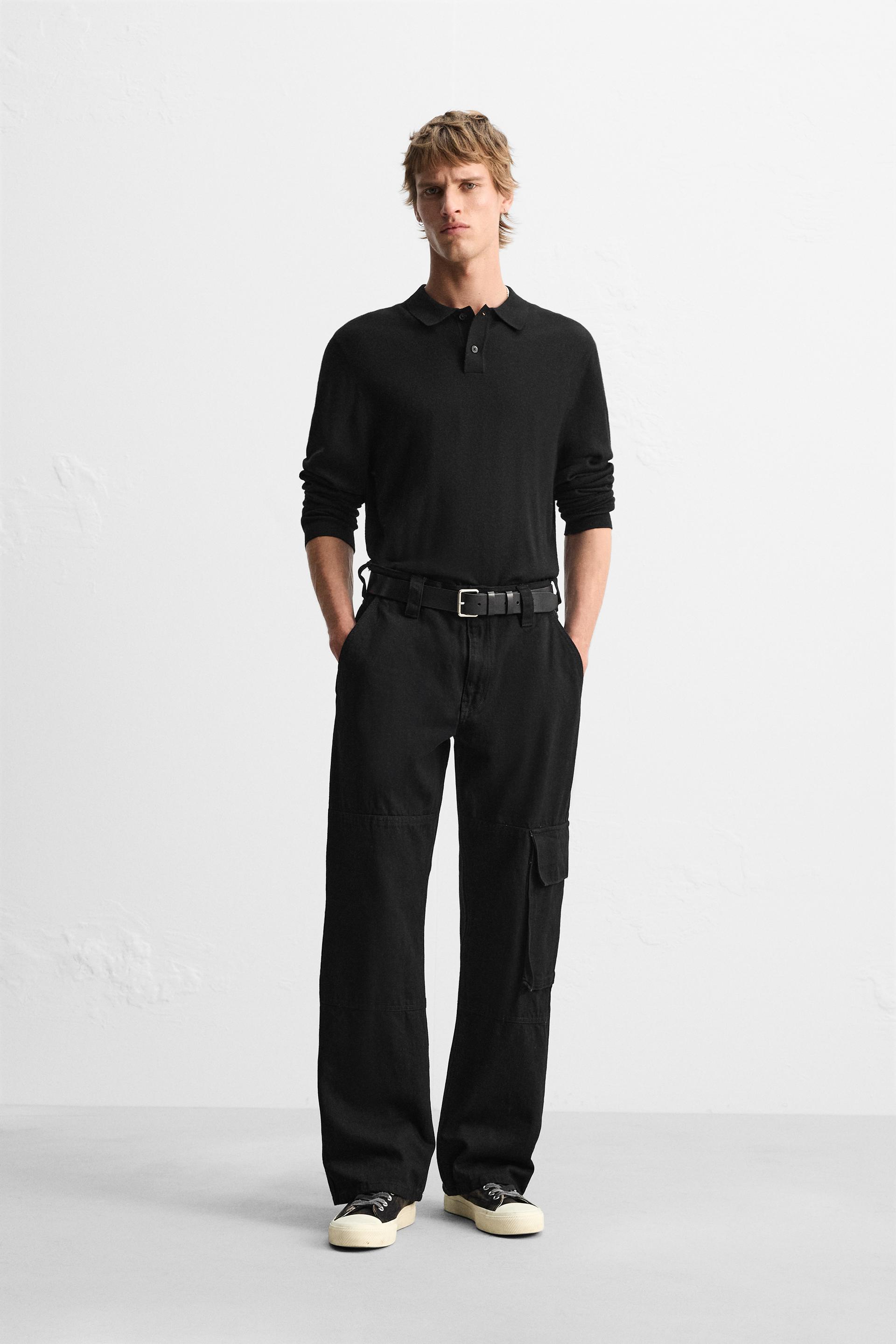 LEATHER CARGO JEANS