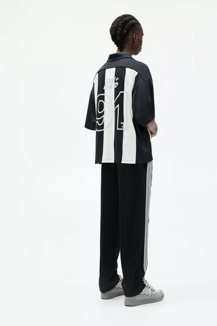 Striped STWD football t-shirt