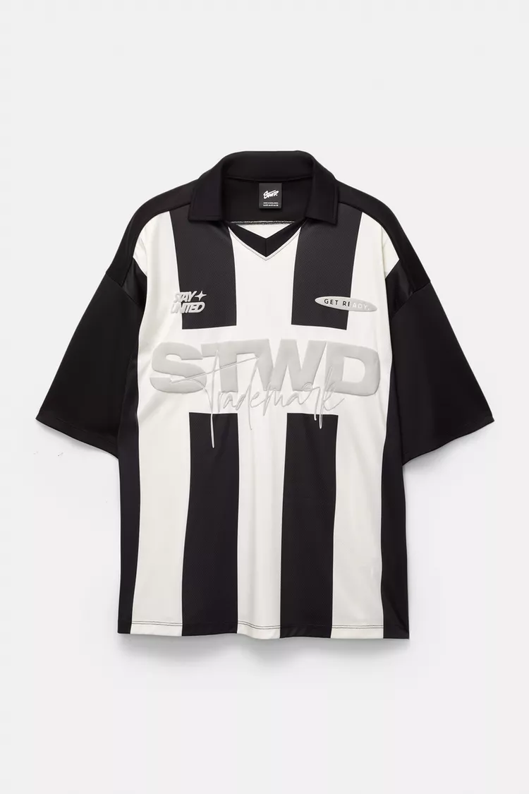 Striped STWD football t-shirt