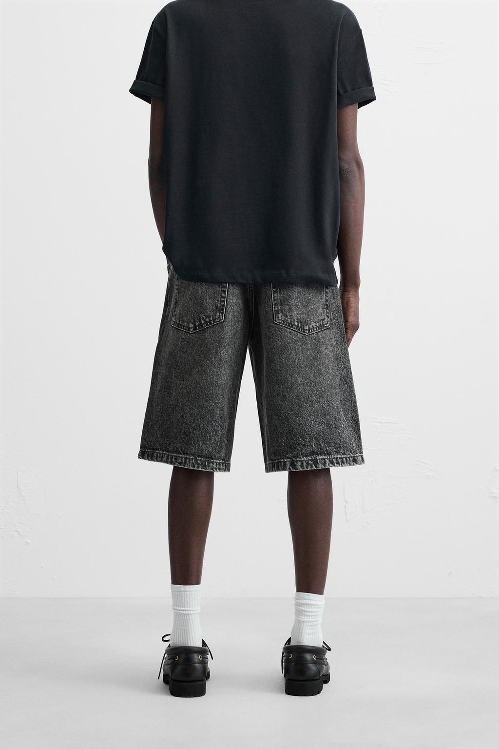 FADED WASH BAGGY FIT DENIM BERMUDA SHORTS