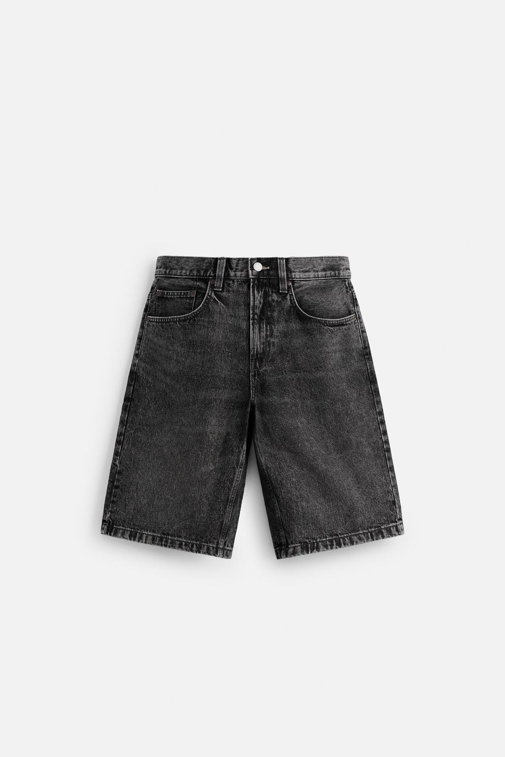FADED WASH BAGGY FIT DENIM BERMUDA SHORTS