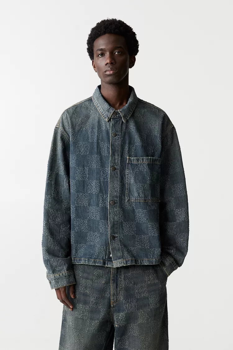  Check denim overshirt 