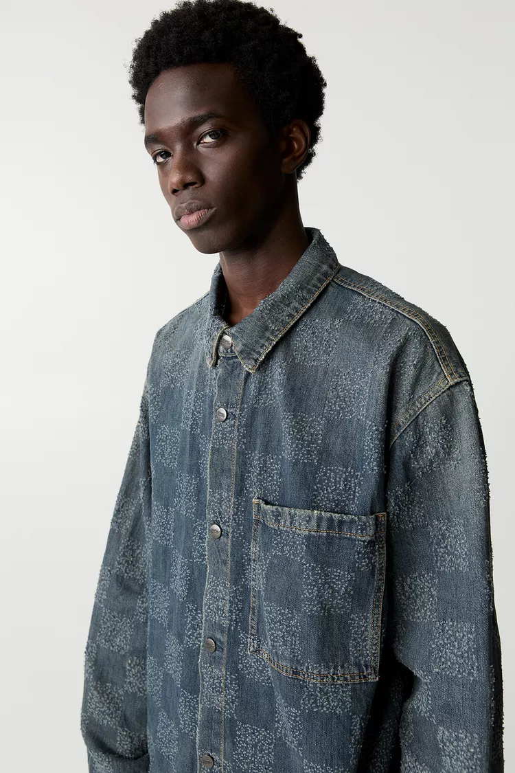  Check denim overshirt 