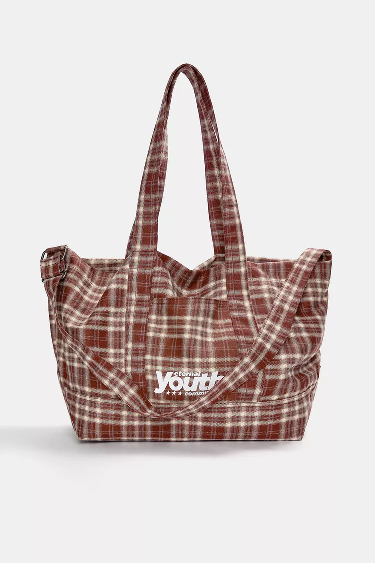 Plaid tote bag