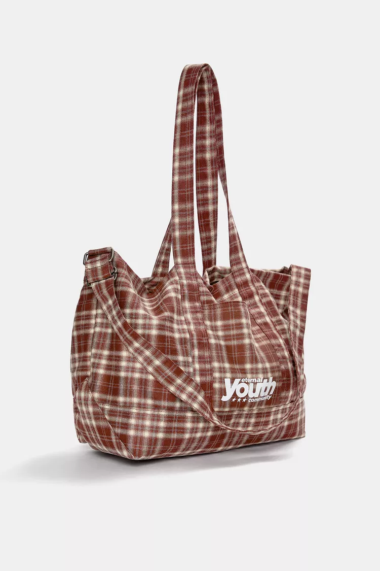 Plaid tote bag