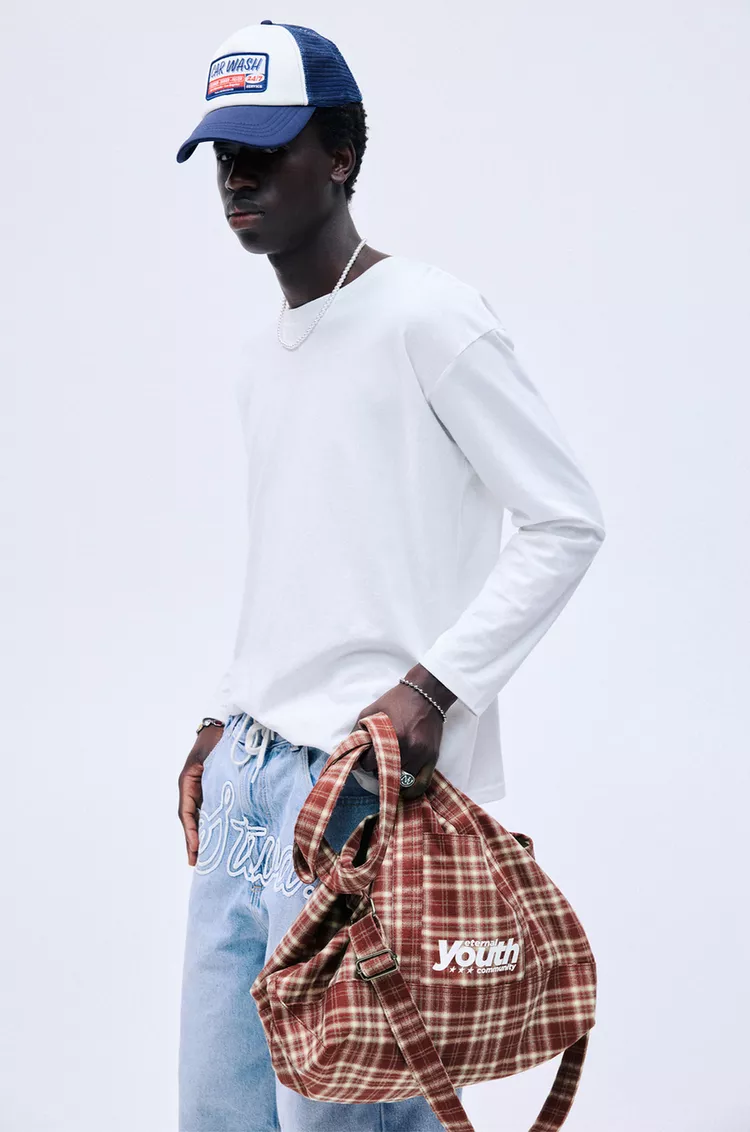 Plaid tote bag
