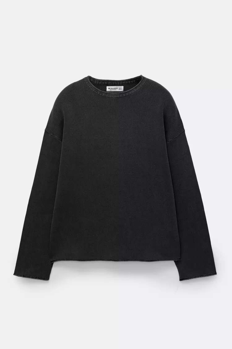 Sweater with faded effect and seamless edges