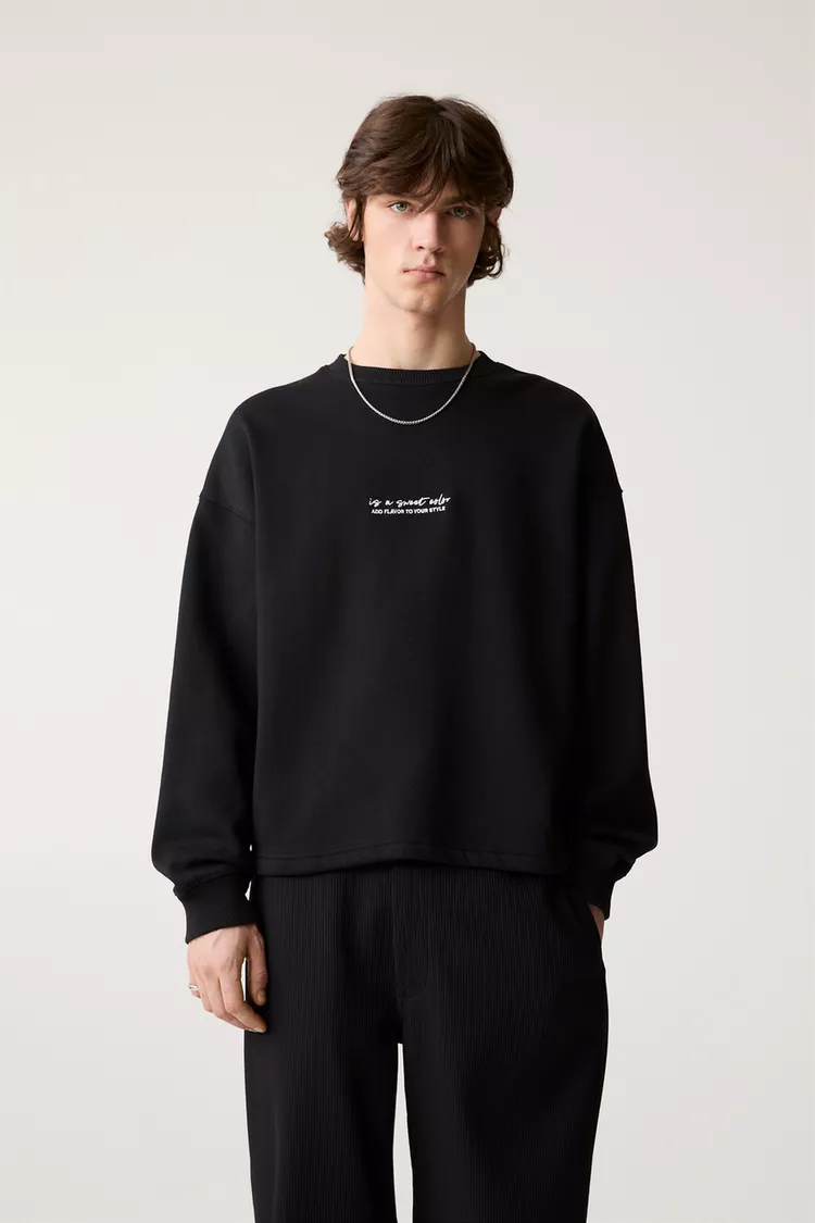 Boxy fit sweatshirt with Is a Sweet Color written