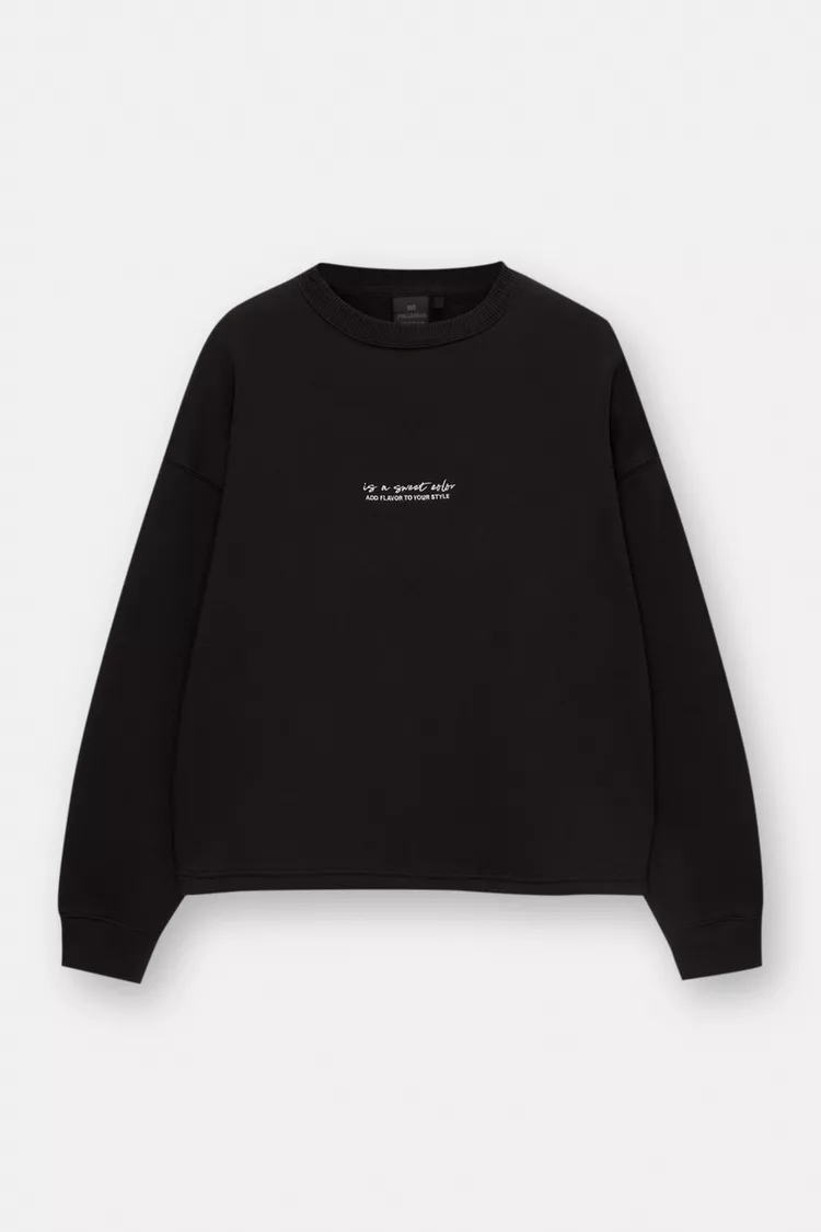 Boxy fit sweatshirt with Is a Sweet Color written