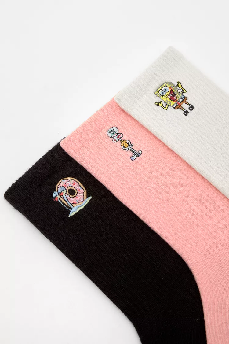 Set of 3 SpongeBob SquarePants patterned socks