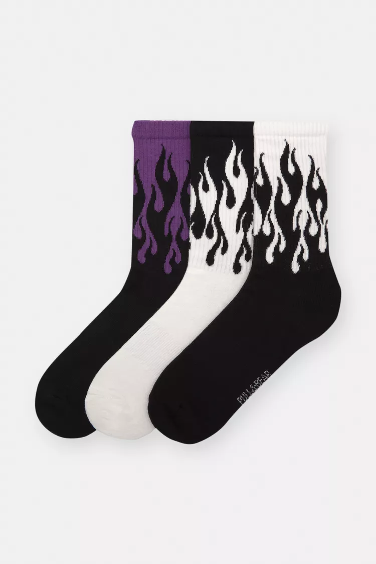 Flame pattern socks set