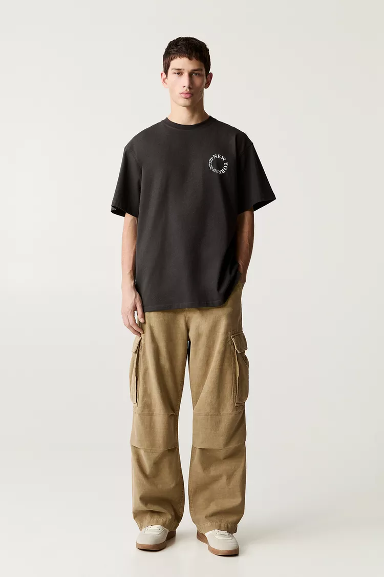 Faded effect baggy cargo pants