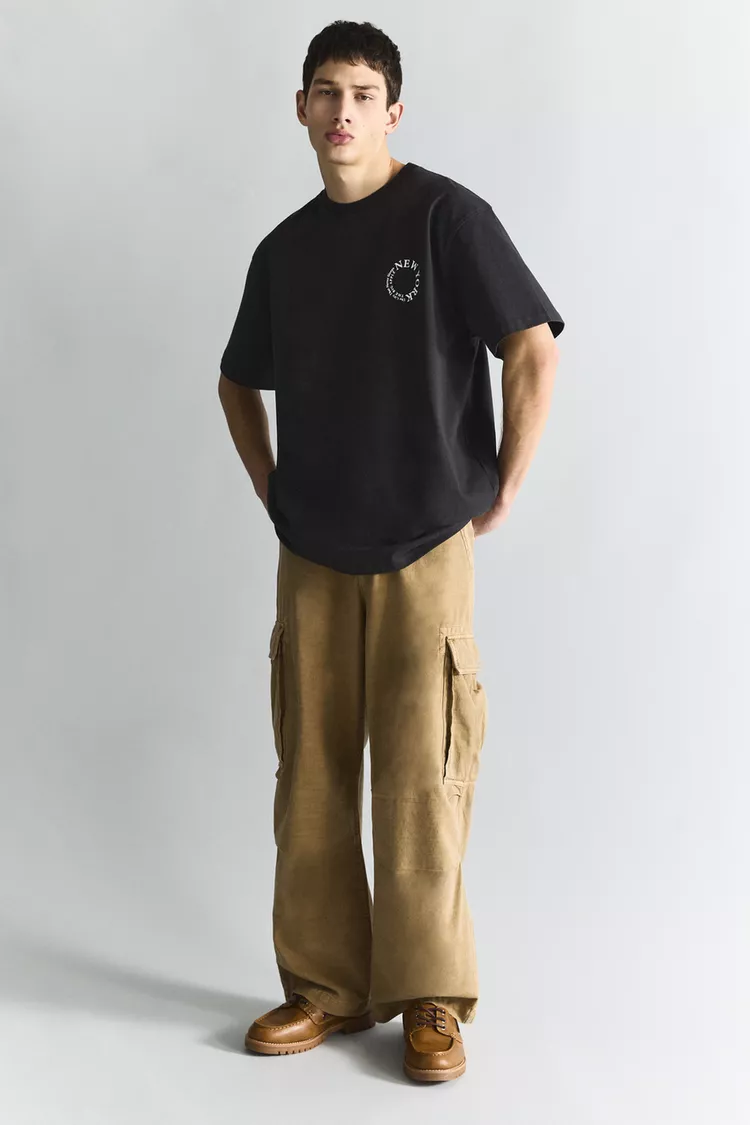 Faded effect baggy cargo pants