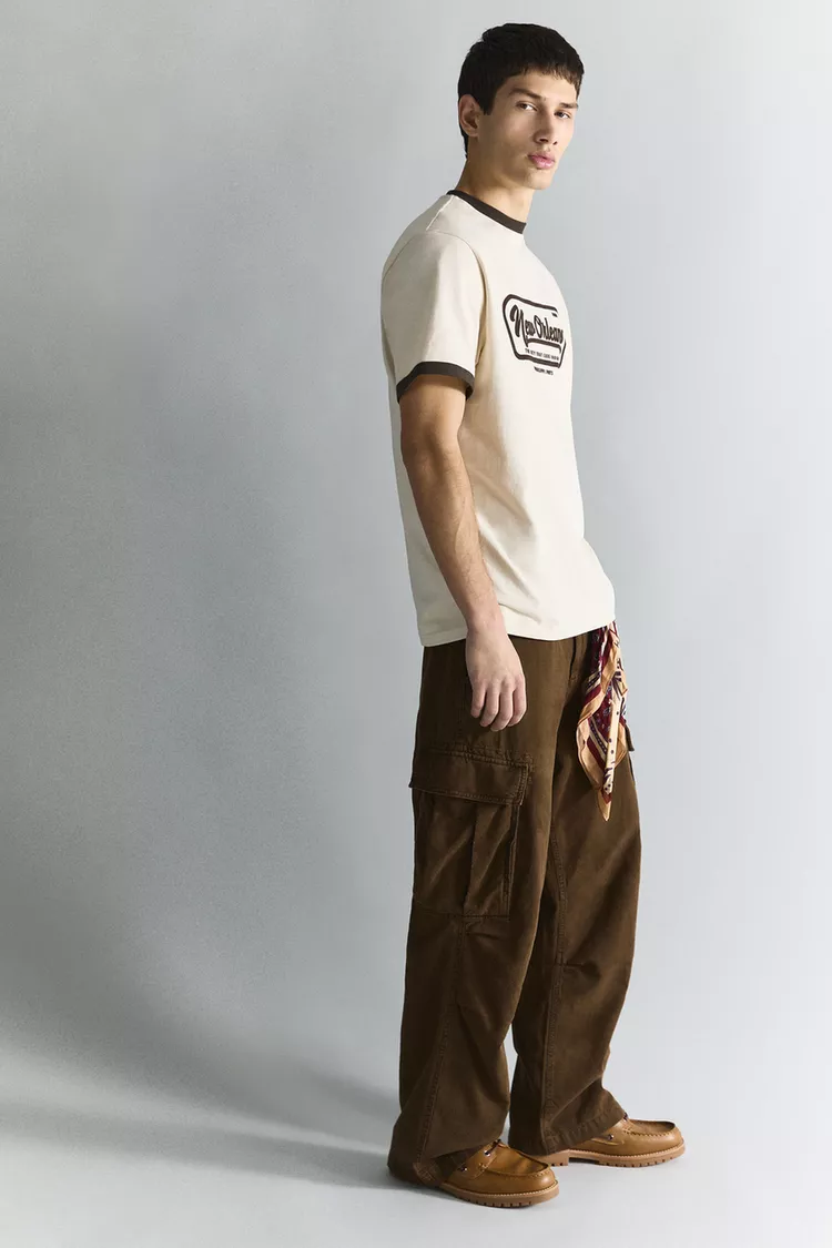 Faded effect baggy cargo pants