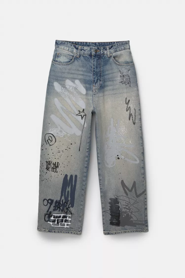 STWD graffiti patterned skater jeans