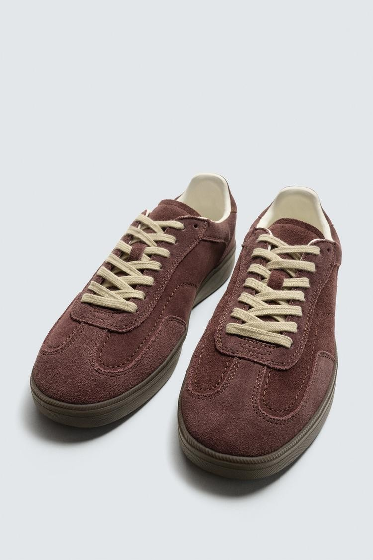 CONTRAST SOLE LEATHER TRAINERS