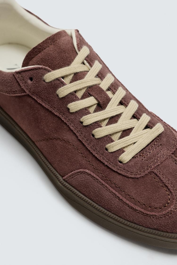 CONTRAST SOLE LEATHER TRAINERS