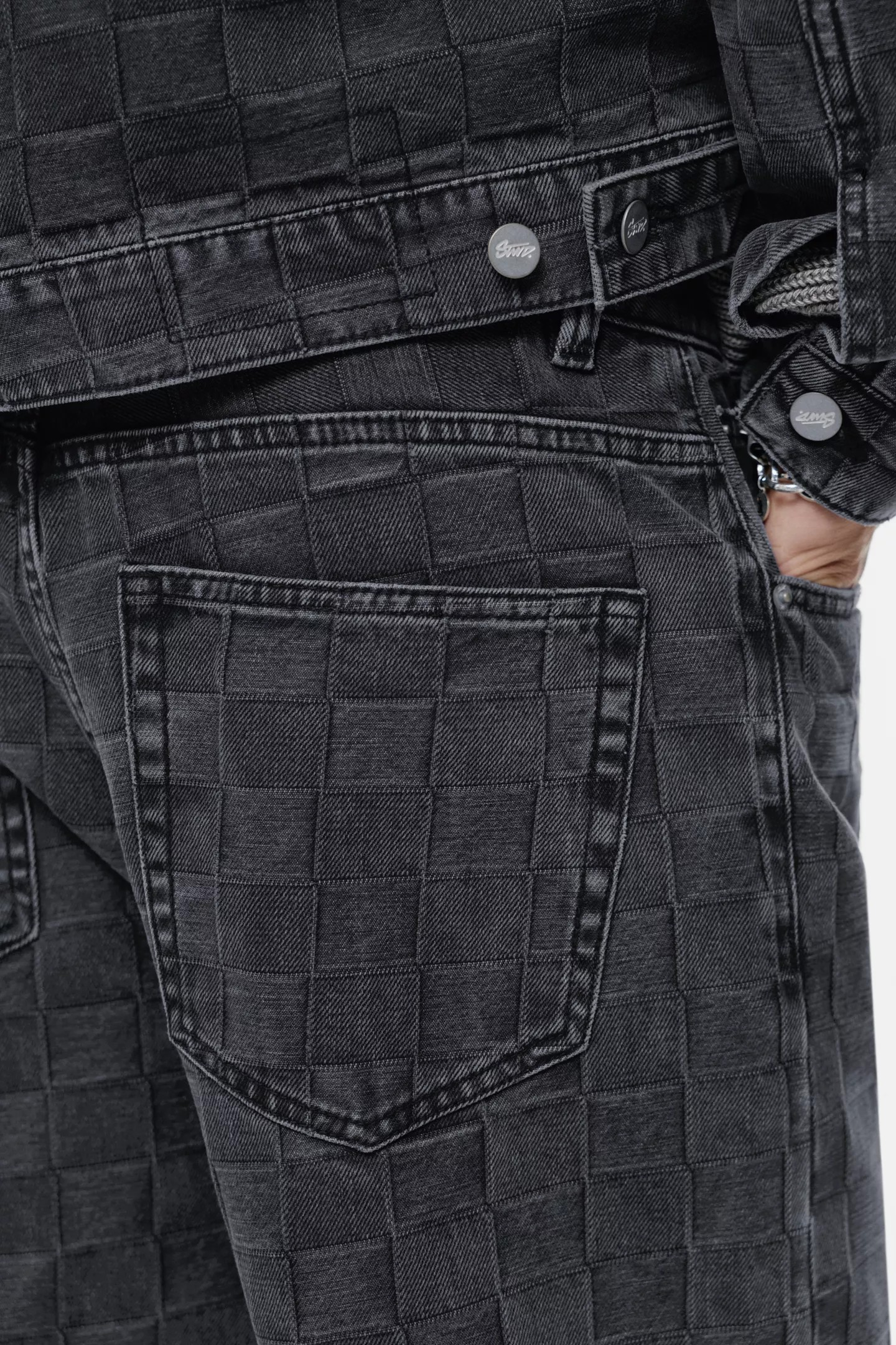 Plaid denim gödəkçə