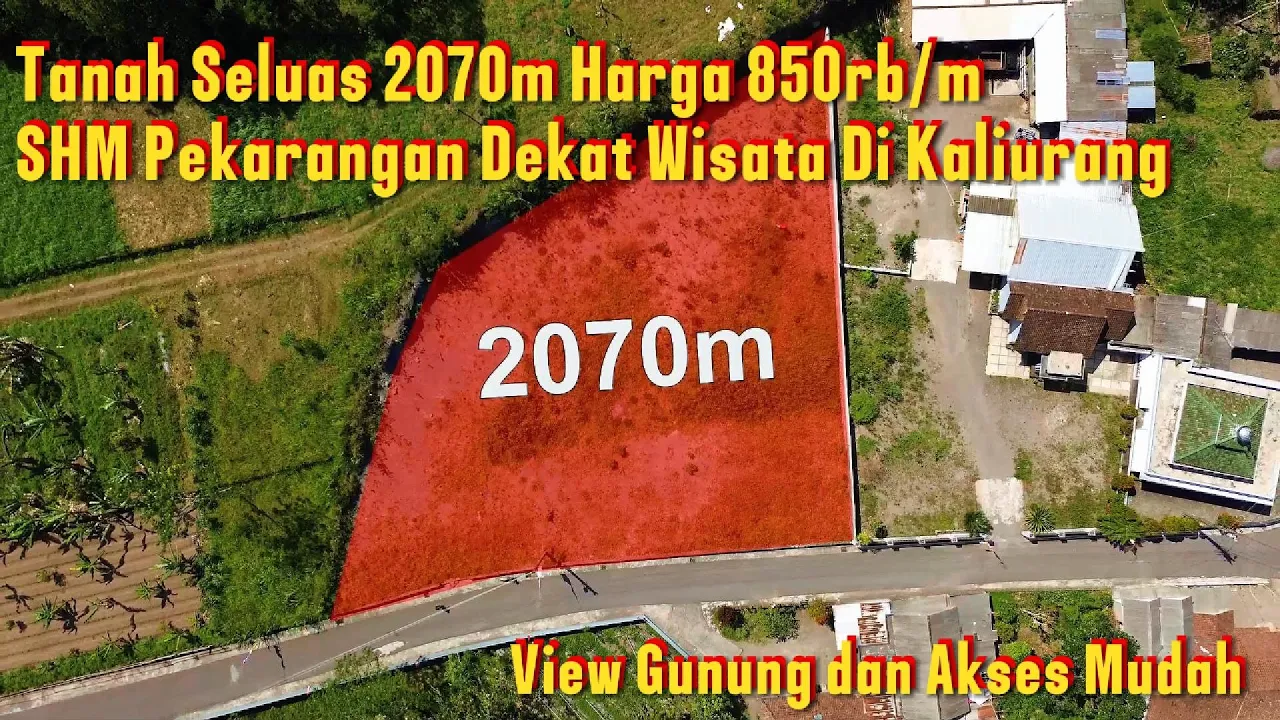 DL-064 Jual Tanah Seluas 2070m² Harga 850rb/m View Pemandangan Gunung SHM Pekarangan Dekat Wisata Jeep