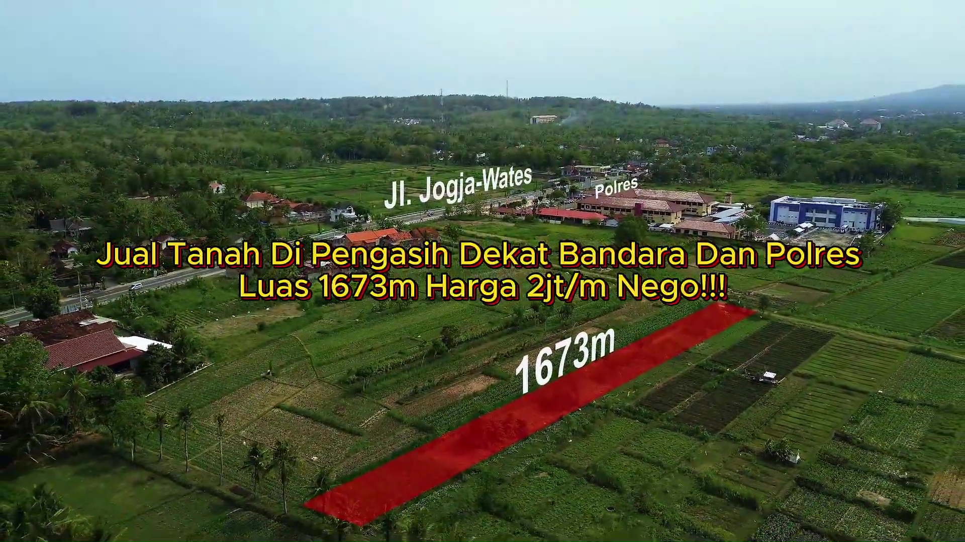 DL-048 Jual Tanah Di Pengasih Luas 1673m² Harga 2jt/m NEGO!!! Dekat Bandara YIA, Polres dan Dekat Jl Wates