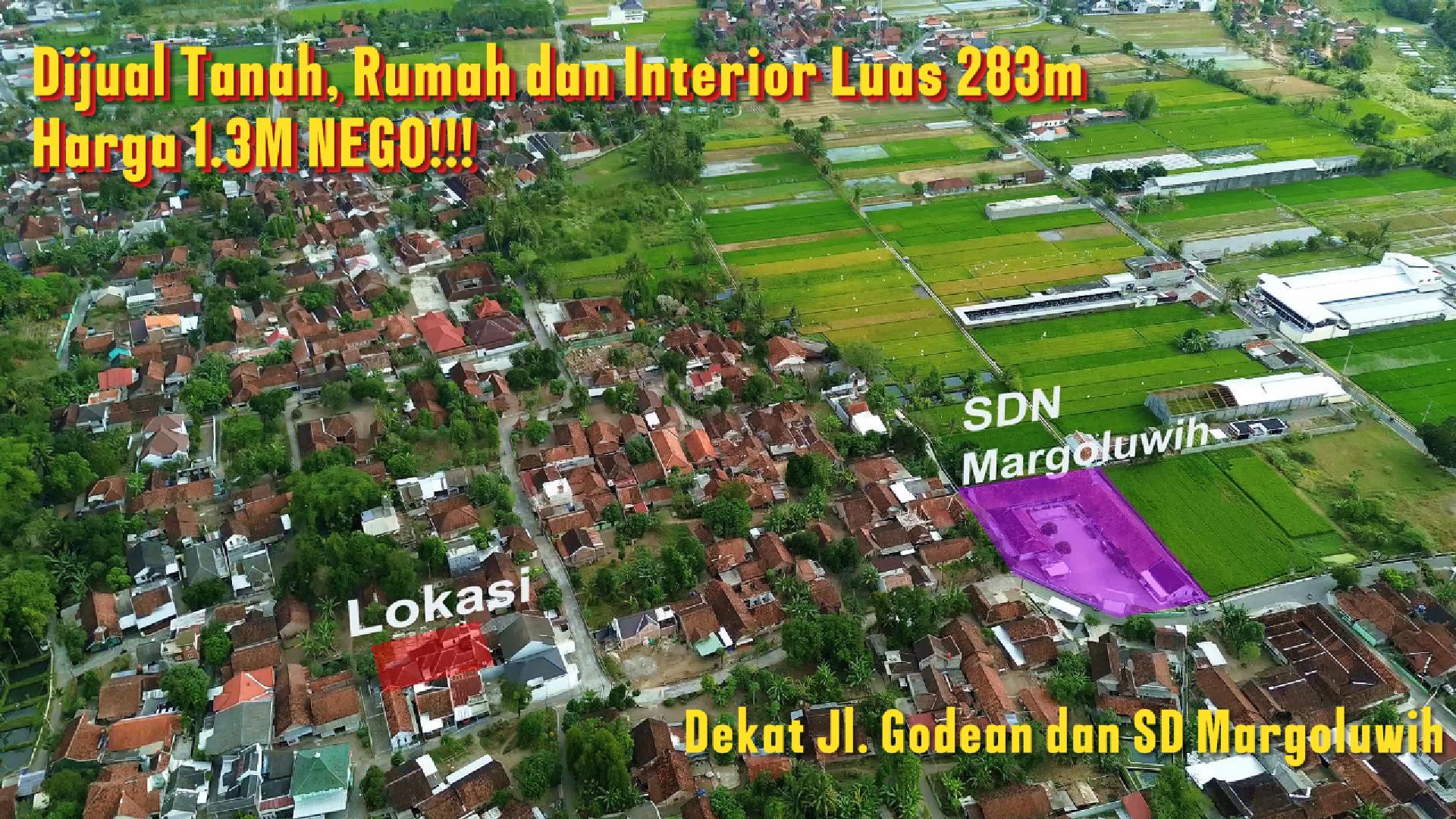 DL-036 Jual Tanah Luas 283m² Dengan Rumah 200m² Dekat Akses Pendidikan Dan Jalan Godean Harga 1.3M NEGO!!!