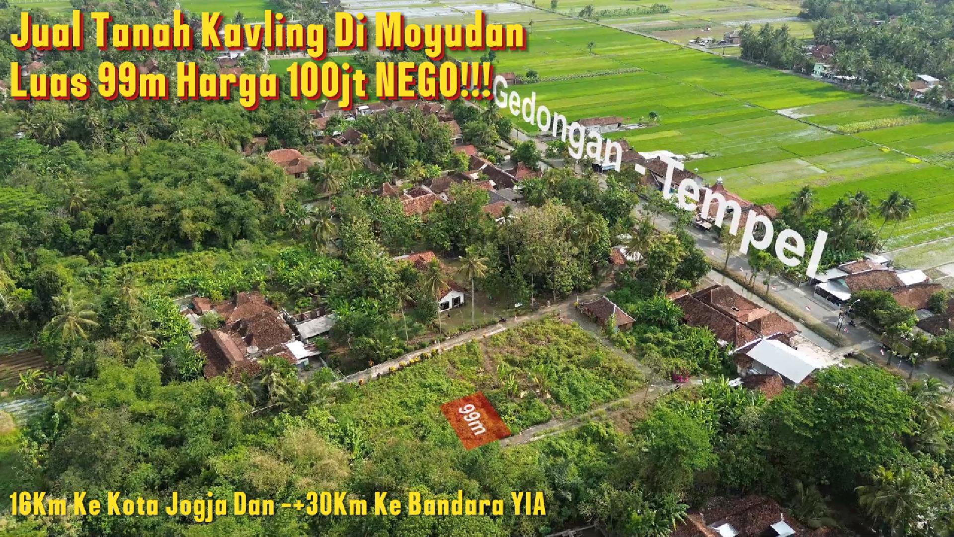 DL-052 Jual Tanah Kavling Di Moyudan Luas 99m² Harga 100jt NEGO Dekat Kota Jogja Dan Wisata Nanggulan