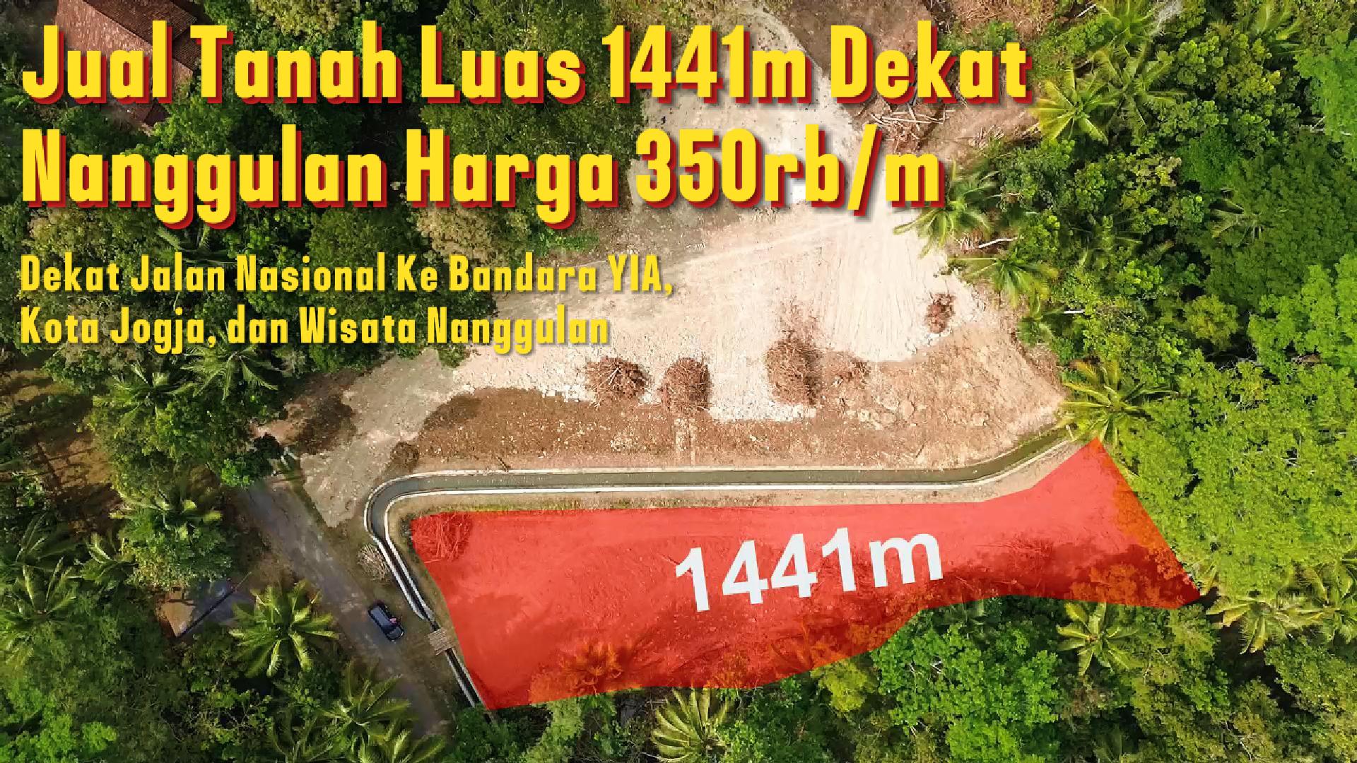 DL-038 Jual Tanah Luas 1441m² Dekat Wisata Nanggulan Harga 350rb/m!!! Dekat Jalan Nasional Ke Bandara YIA