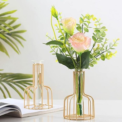 Golden Geometric Glass Vase
