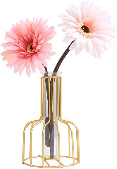 Golden Geometric Glass Vase