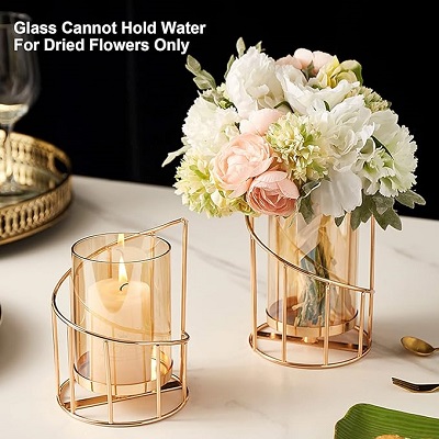  Candle Stand Gold Glass