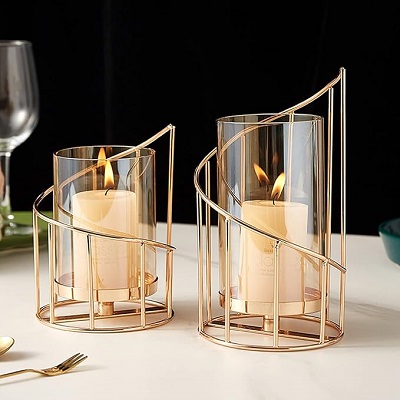  Candle Stand Gold Glass