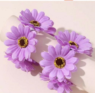 Purple Artificial Flower Garland  Band set