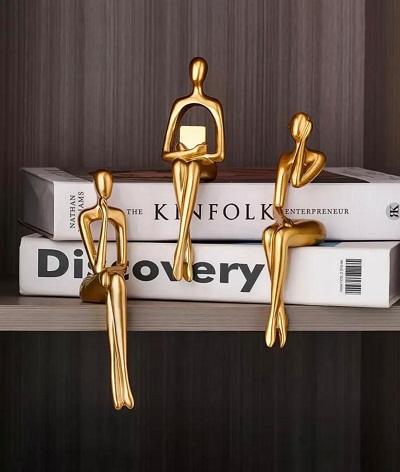 Modern Gold Thinker Sculptures