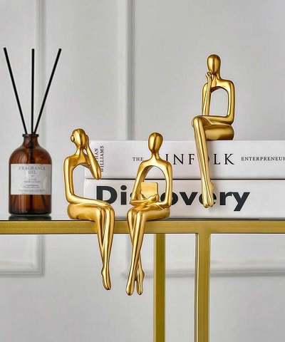 Modern Gold Thinker Sculptures