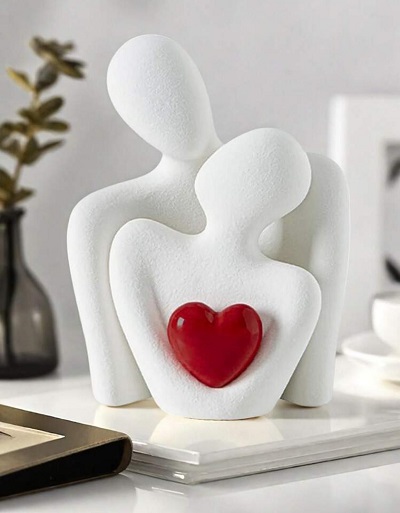 Abstract Couple Sculpture with Heart
