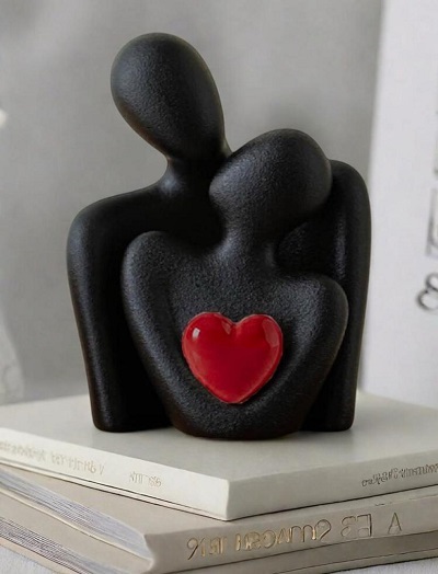 Abstract Couple Sculpture with Heart