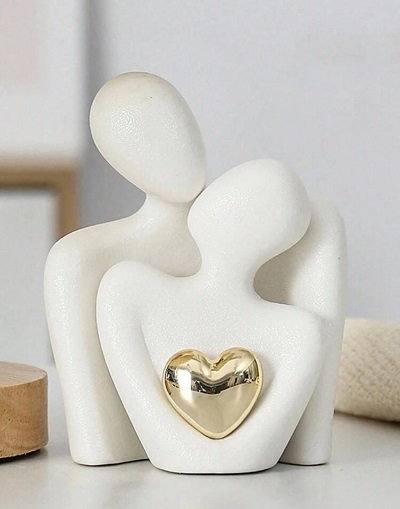 Abstract Couple Sculpture with Heart