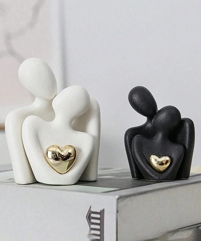 Abstract Couple Sculpture with Heart
