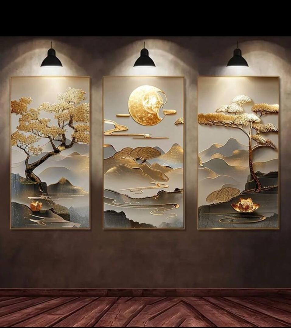 Luxury Golden Landscape Wall Art Set