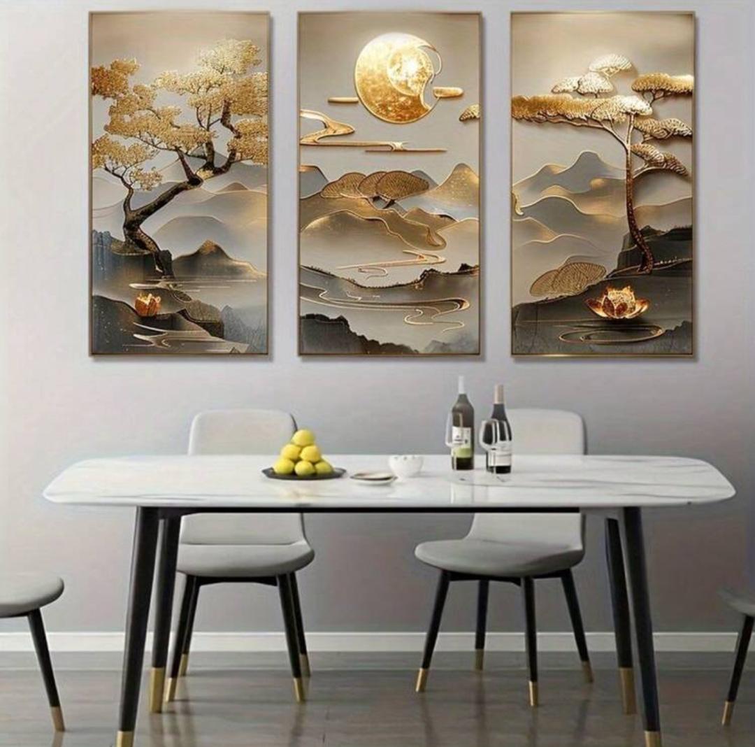 Luxury Golden Landscape Wall Art Set