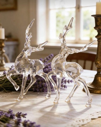 Glass Reindeer Decor Set