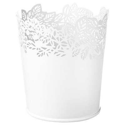 Decorative White Metal Flower Pot