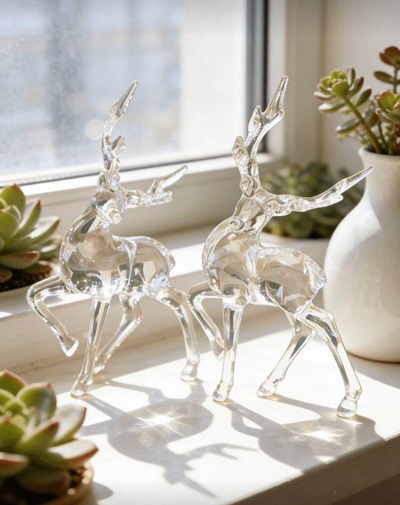 Glass Reindeer Decor Set