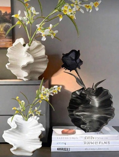 Modern Wave Ceramic Vase Set